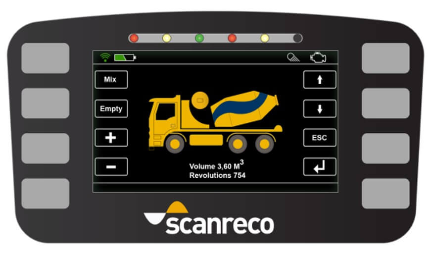 Scanreco color display showing concrete truck